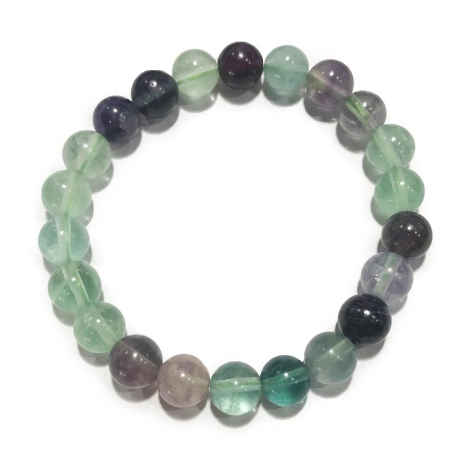 100% Natural india 8MM Clear Green Fluorite Bracelet genius stone Crystal Bracelet  SLBL-FL-0816