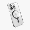 Speck iPhone 15 Pro | Presidio Clear with ClickLock | Clear / Shrome Finish / Serene Silver
