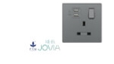 [Jovia Series] 13A 1 Gang Unswitched Socket Outlet With USB Type A x 2 Grey