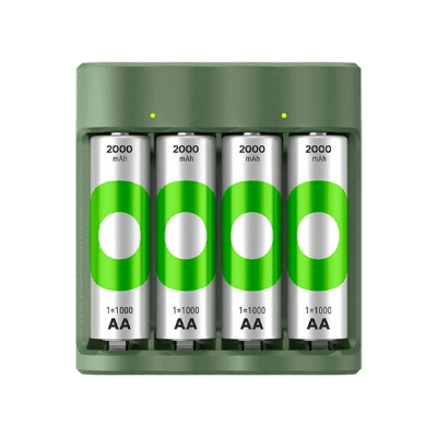 GP 綠再每日充充電器B421(4槽/USB) 連4粒1=1000系列2000mAh AA鎳氫充電電池 香港行貨