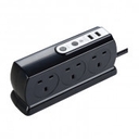 Masterplug SRGDSU63PB 13A 6 sockets Extension Cord with 2 USB 3M - Black