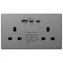 M2K GaN68W Type-C/USB Double Wall Socket - Dark Grey PD245G -G