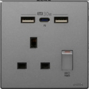 M2K GaN30W Type-C/USB Wall Socket (Single - 1 Gang) - Dark Grey PD130G-G