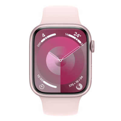 Apple Watch Series 9 GPS 45mm Pink Aluminium Case Smart Watch with Light Pink Sport Band - M/L MR9H3ZP/A