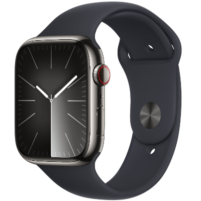 Apple Watch Series 9 GPS+Cellular 45mm Graphite Stainless Steel Case Smart Watch with Midnight Sport Band M/L MRPP3ZA/A