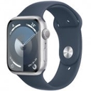 Apple Watch Series 9 GPS 45mm Silver Aluminium Case Smart Watch with Storm Blue Sport Band - M/L MR9E3ZP/A