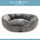 MICRODRY Small Size Round Pet Bed, Dog Cat Bed 18″x24″x7″ - Light Grey