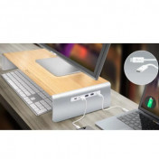 j5create Wood & Aluminum-Alloy Monitor Stand with 8-in-1 Docking Station