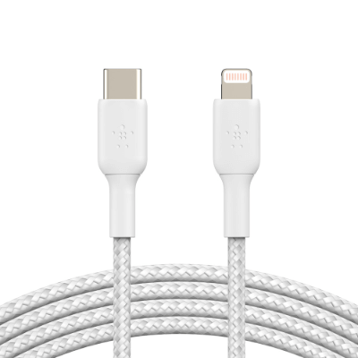 Belkin BOOST↑CHARGE Braided USB-C to Lightning Cable 2M - White CAA004bt2MWH