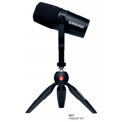 Shure MOTIV MV7 USB/XLR Podcast Microphone with Tripod Kit - Black MV7-K-BNDL