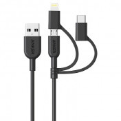 Anker PowerLine II 3-in-1 Cable (3ft/0. 9m) - Black A8436H12