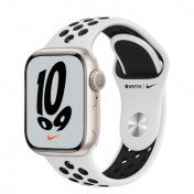 Apple Watch Nike Series 7 GPS, 41mm Starlight Aluminium Case with Pure Platinum/Black Nike Sport Band - Regular MKN33ZP/