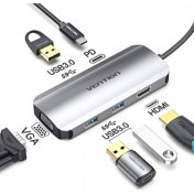 Vention 6 in 1 USB-C mini Adaptor (HDMI/VGA/USB3.0*3/PD) UH-VHVU3